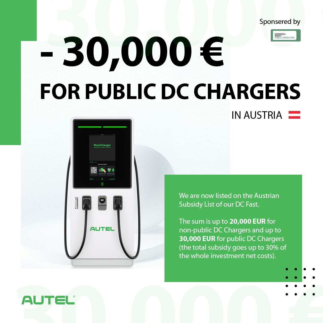 Autel MaxiCharger | Zuschuss bis zu 30,000€ für MaxiCharger DC Ladegeräte in Österreich